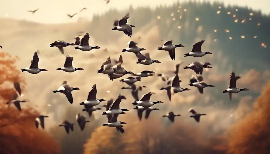 A Flock of Migrating Geese